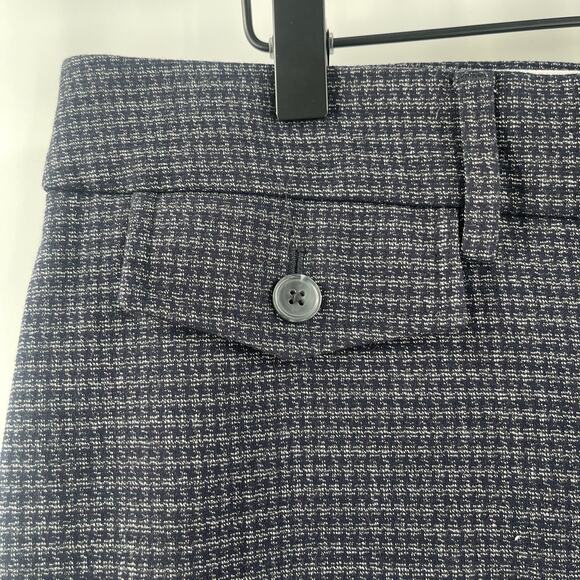 LOFT ANN TAYLOR Pants Size 12 High Waist Curvy Trouser Navy Houndstooth Stretch - Picture 6 of 15